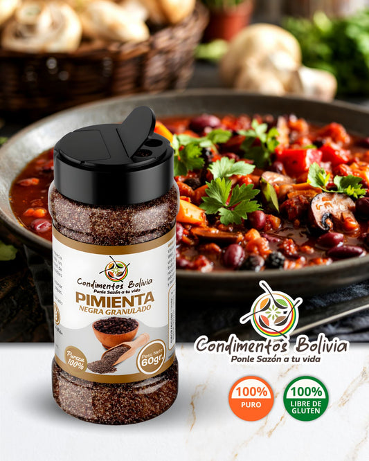 Pimienta Negra Granulada CONDIMENTOS BOLIVIA | 60 g