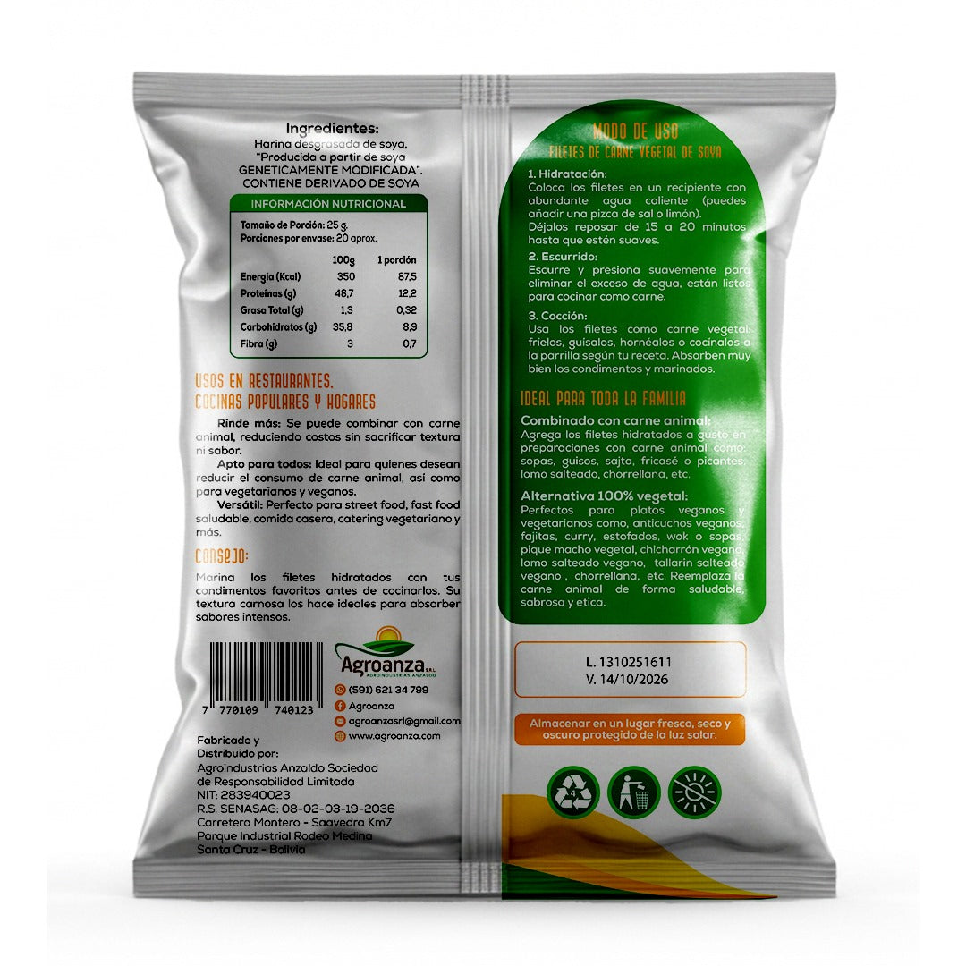 Proteina texturizada de soya - filete - 500g.